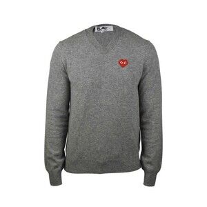 Comme Des Garçons V-Neck Grey Wool Sweater - NWT